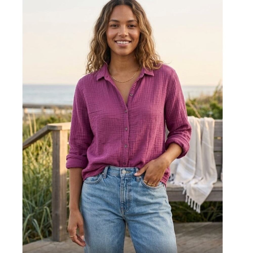 Xirena Beau Double Gauze Cotton Shirt Berry Purple M California Cool Beachy Boho